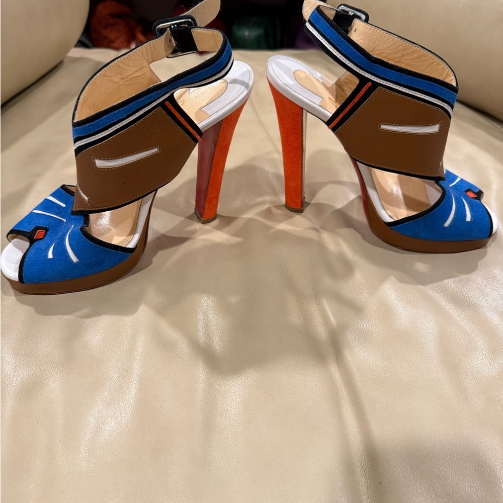 Christian Louboutin ankle strap heels from Tribalou collection RARE color block - Picture 3 of 9
